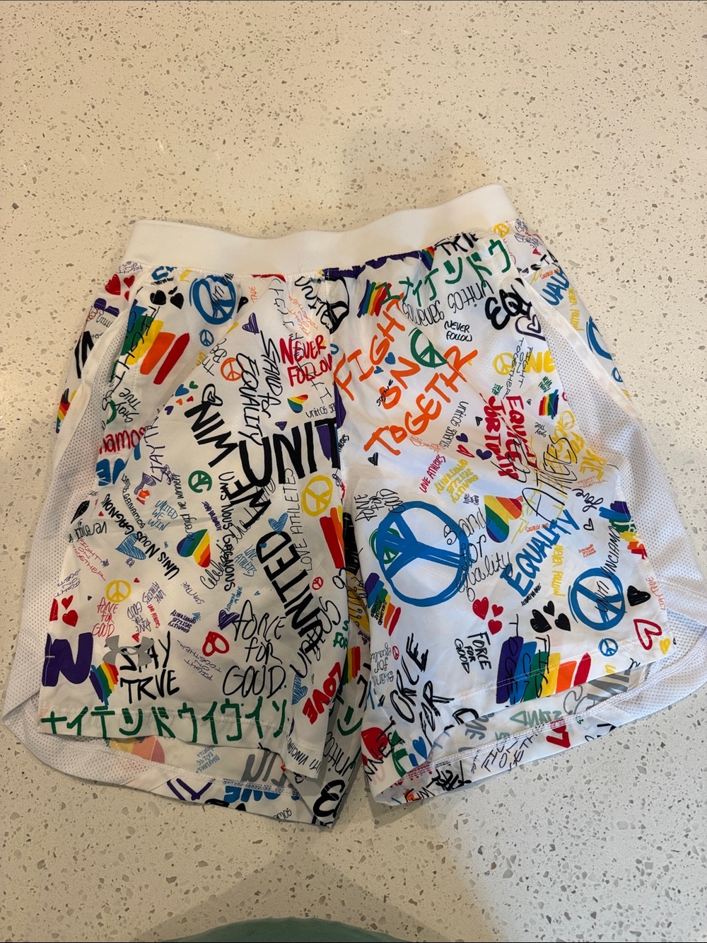 Under Armour White Multicolor Graphic Athletic Shorts